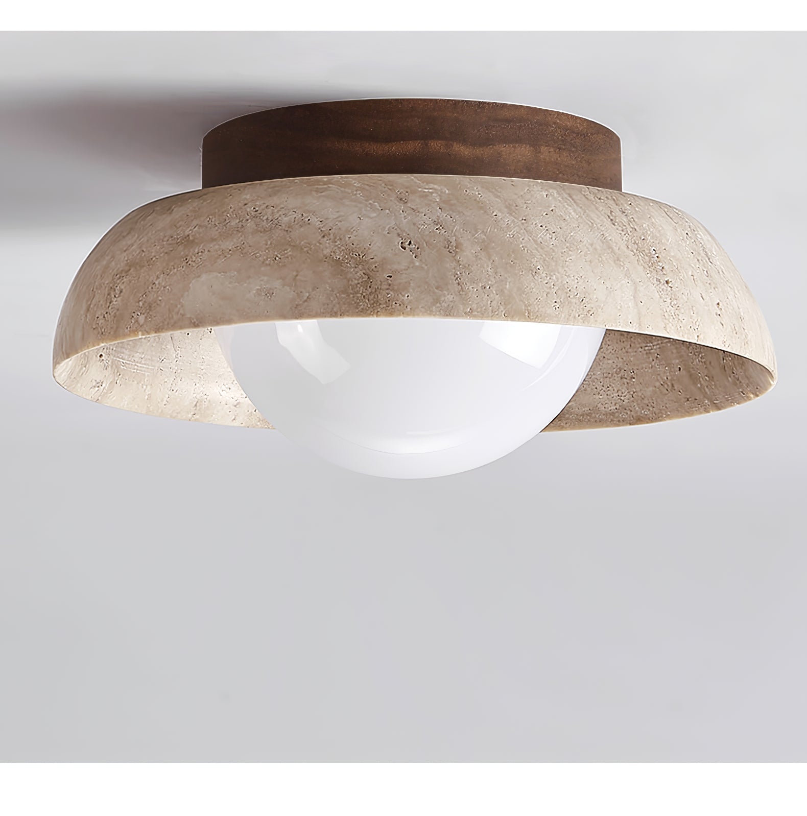 Plafonnier moderne Rove en Noyer et travertin jaune