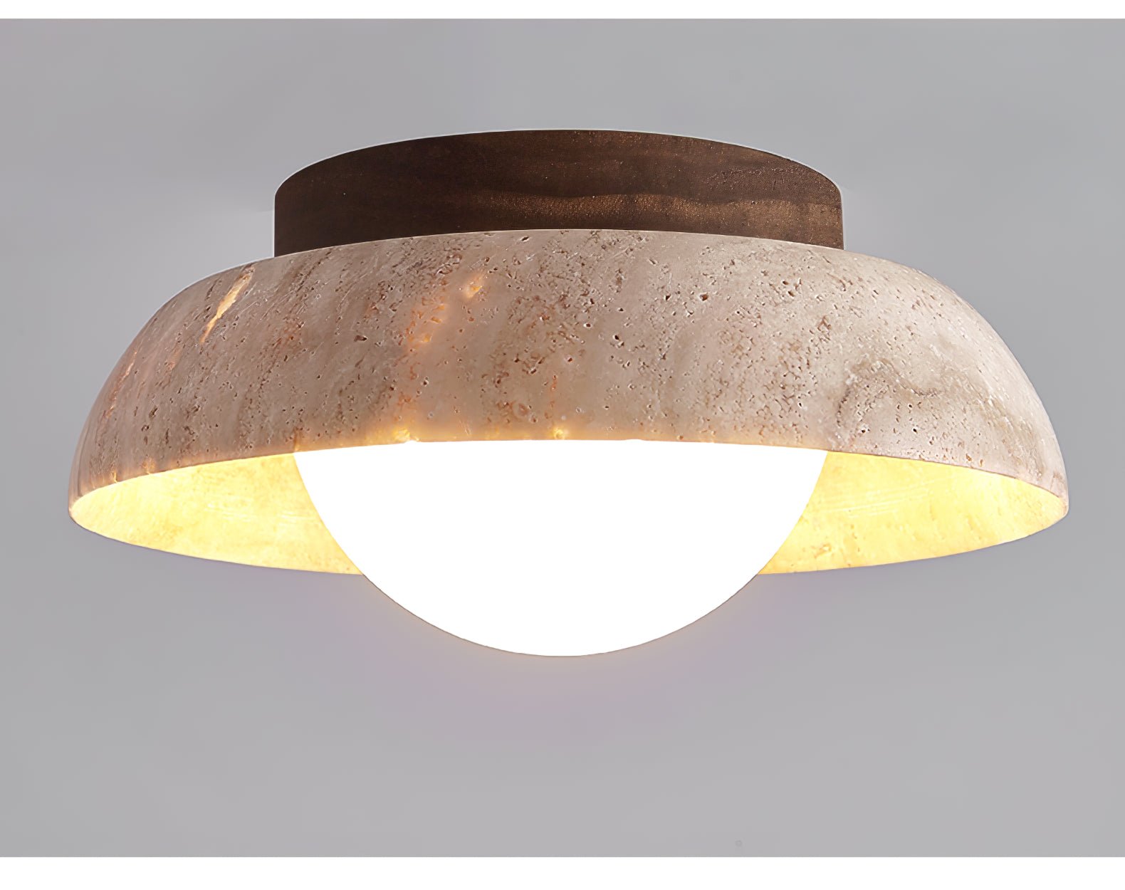 Plafonnier moderne Rove en Noyer et travertin jaune