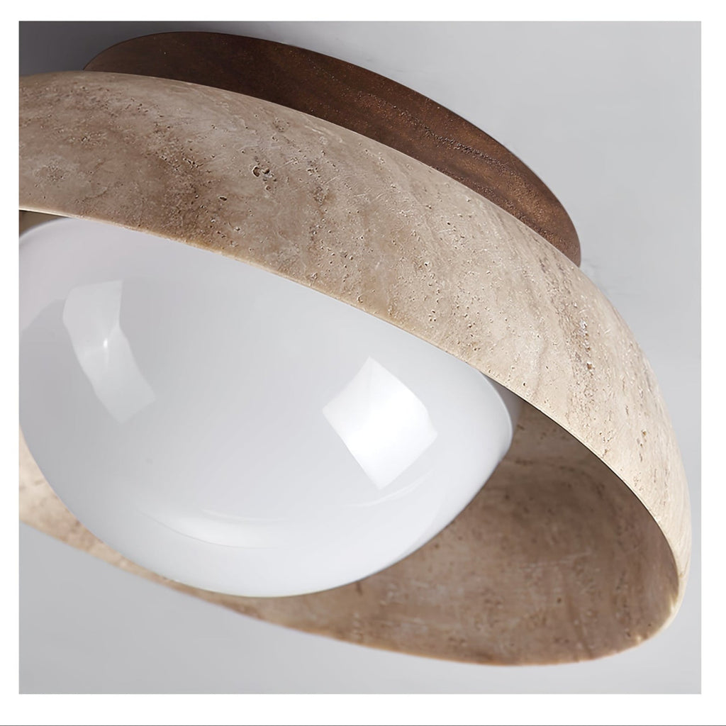 Plafonnier moderne Rove en Noyer et travertin jaune