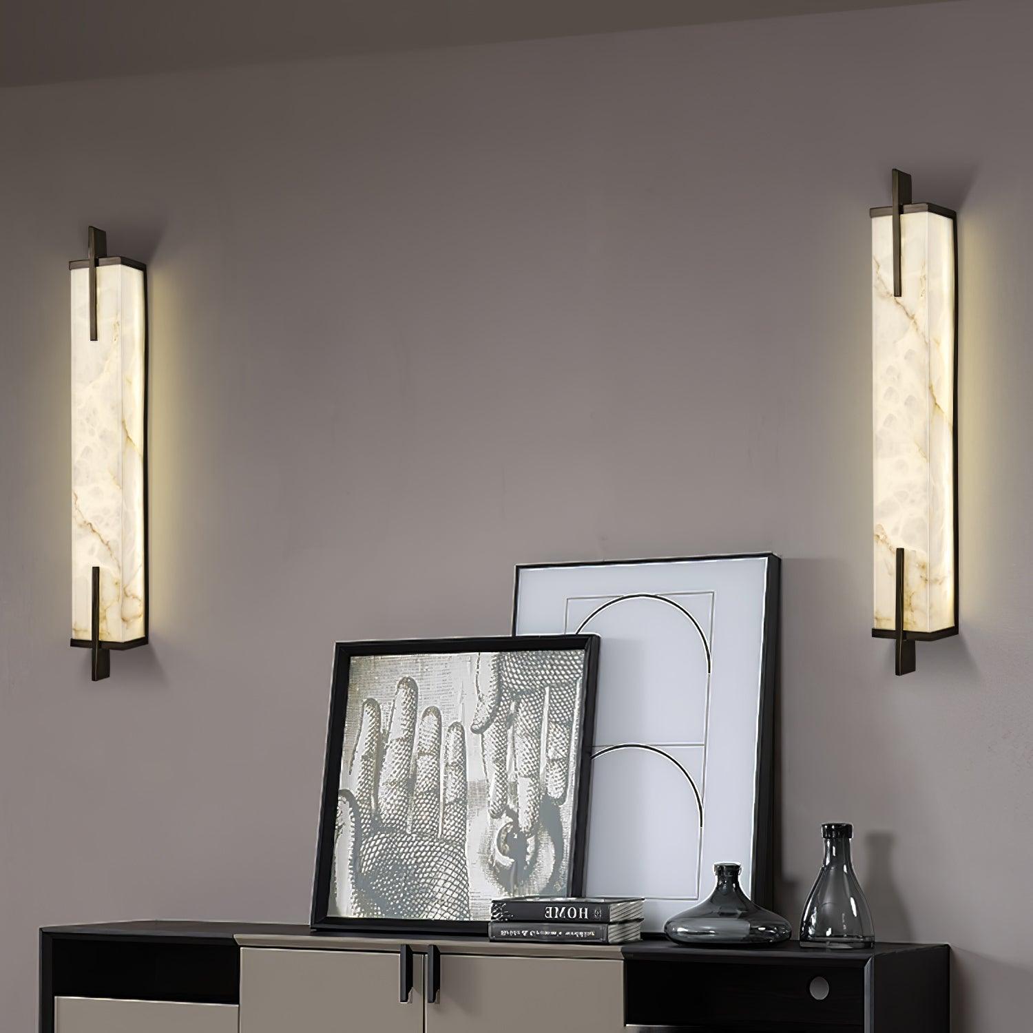 Applique murale moderne Bjartmar en Albâtre Blanc et cuivre