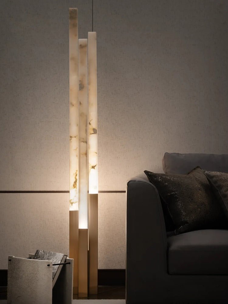 Lampadaire moderne Yul en Albâtre Or et blanc