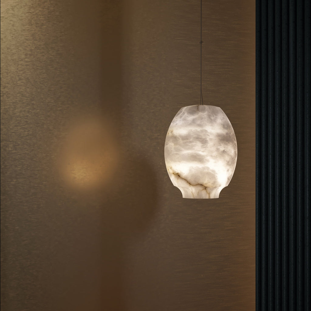 Suspension moderne Njal en Albâtre Blanc