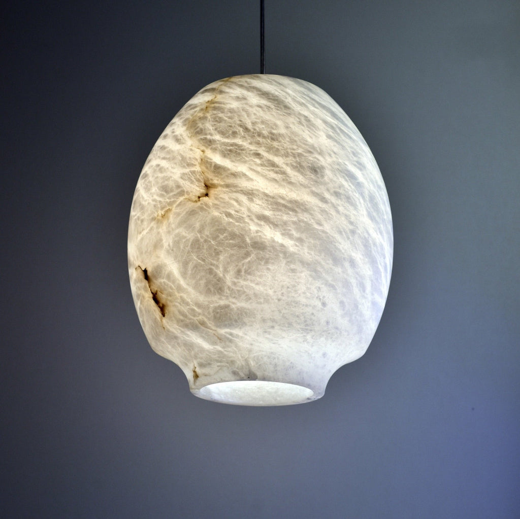 Suspension moderne Njal en Albâtre Blanc