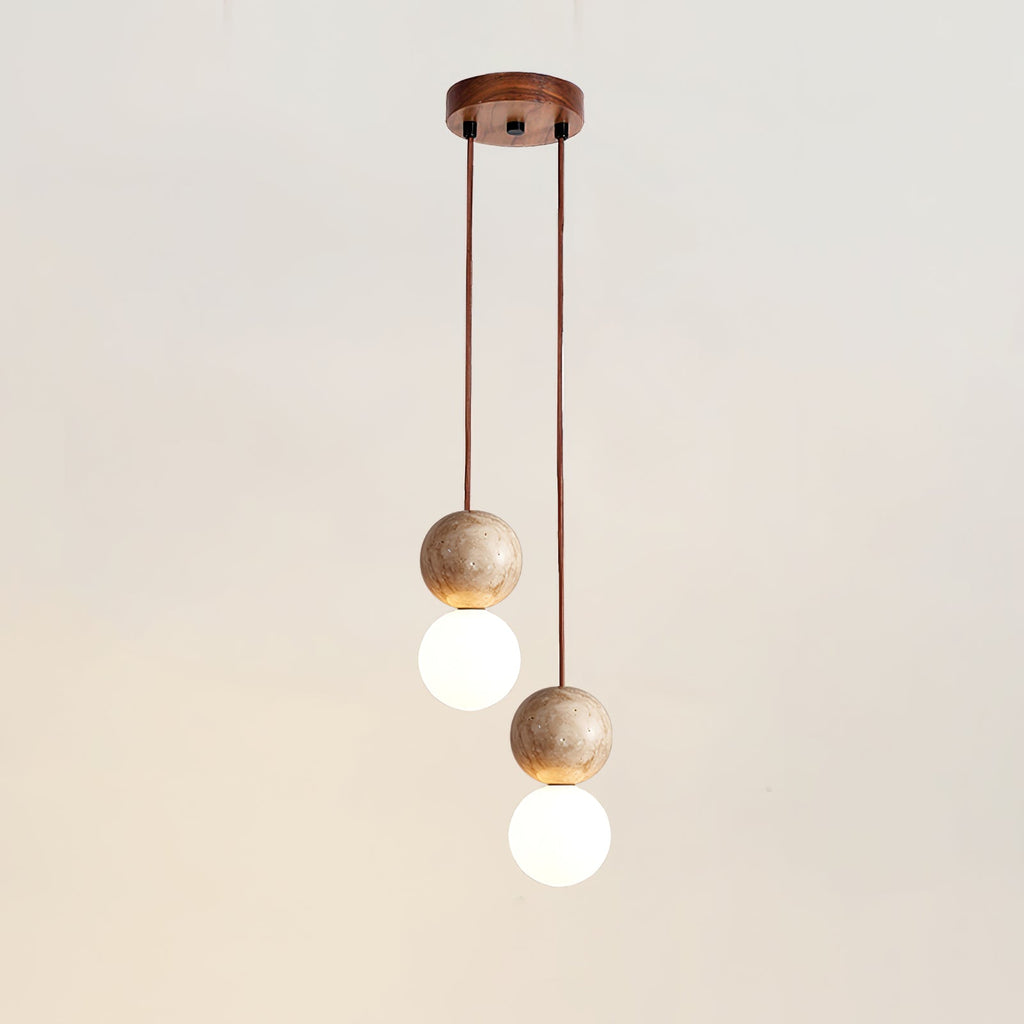 Suspension moderne Fridtjof en Travertin jaune et blanc