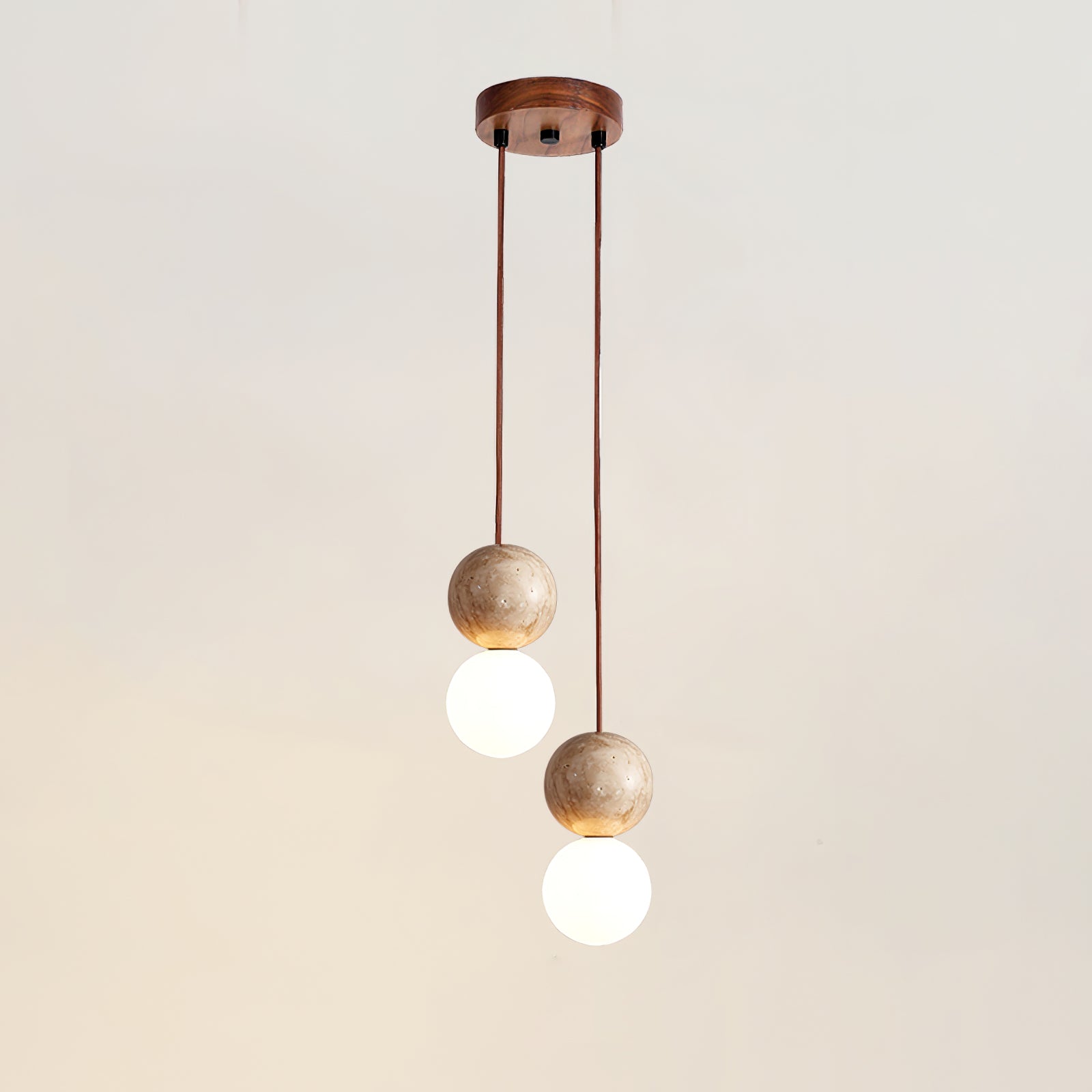 Suspension moderne Fridtjof en Travertin jaune et blanc