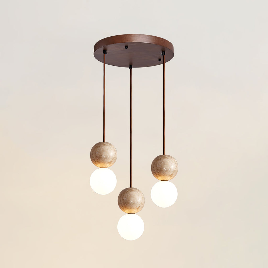 Suspension moderne Fridtjof en Travertin jaune et blanc