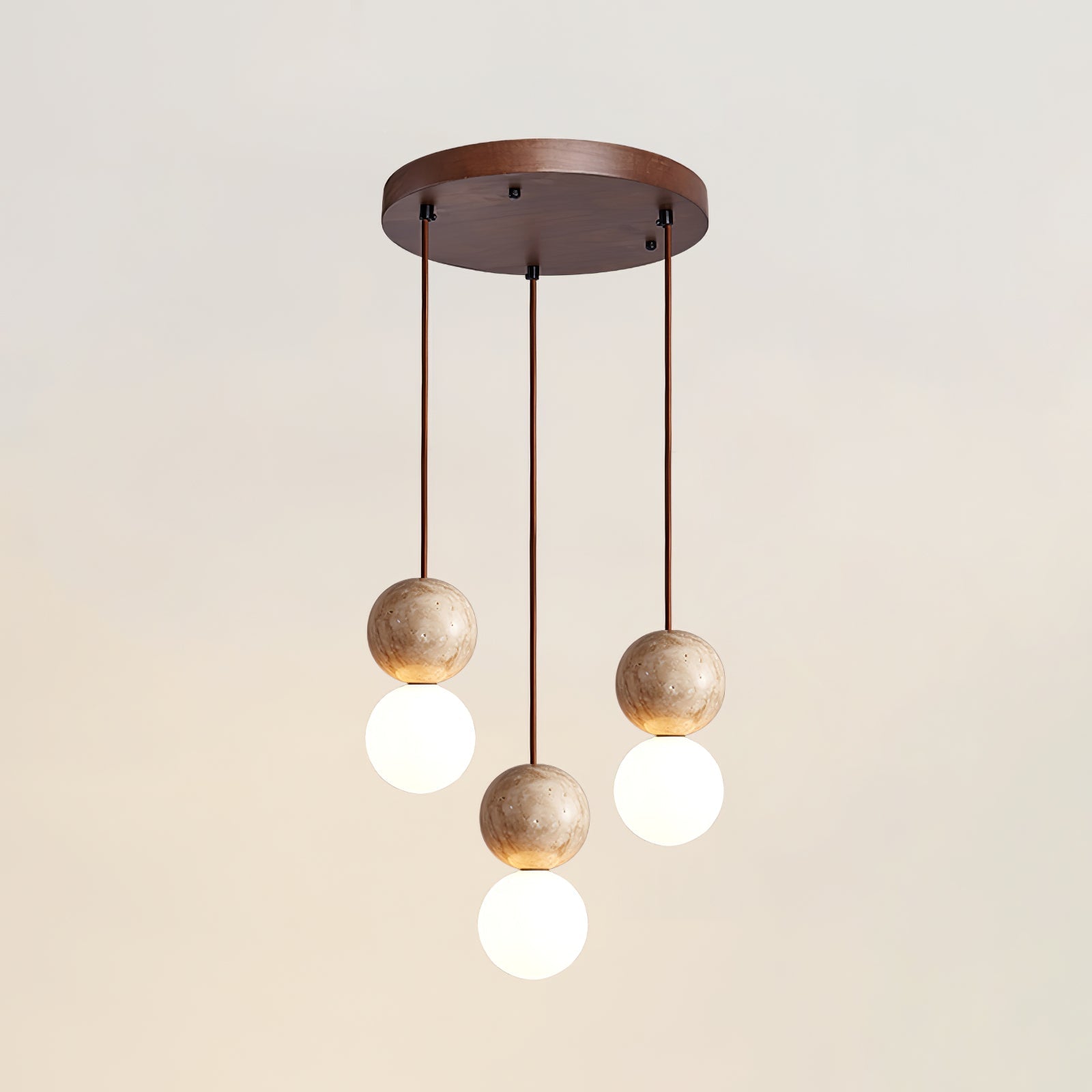 Suspension moderne Fridtjof en Travertin jaune et blanc