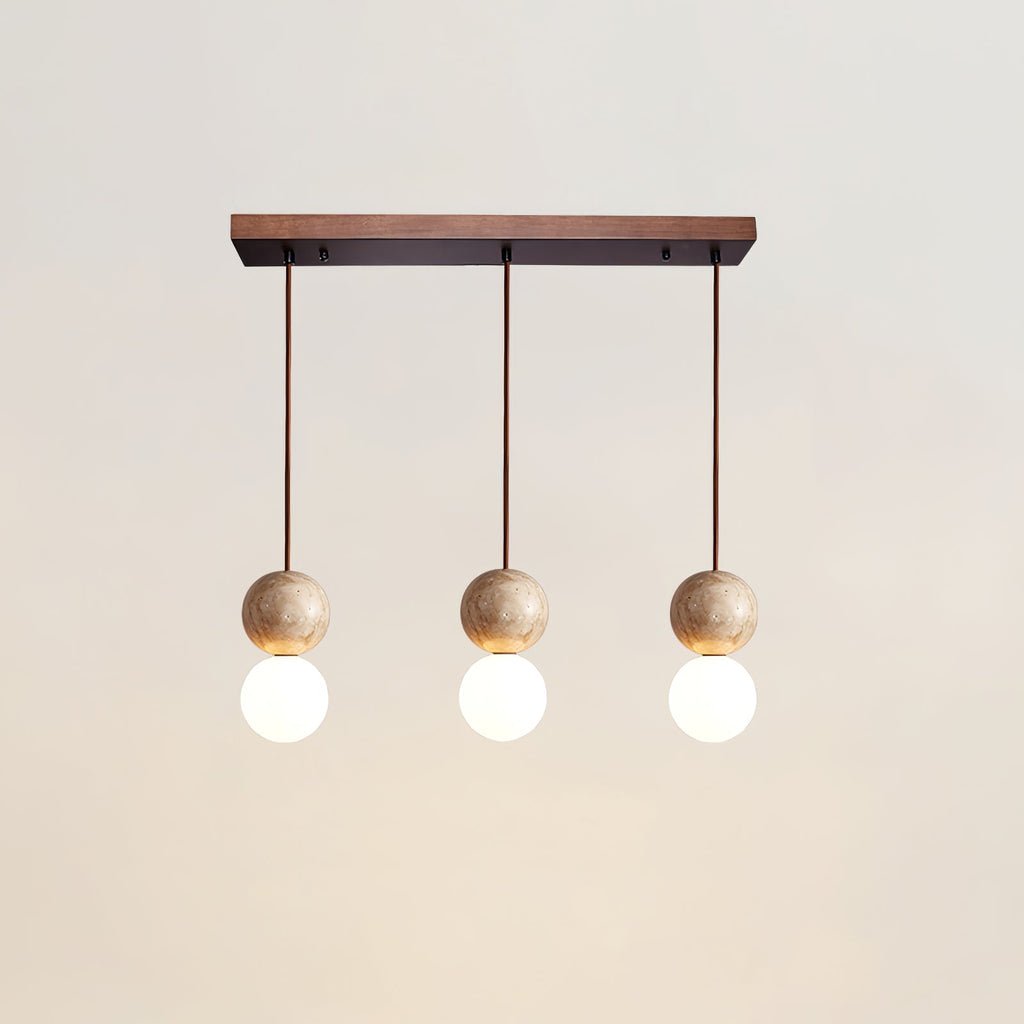 Suspension moderne Fridtjof en Travertin jaune et blanc