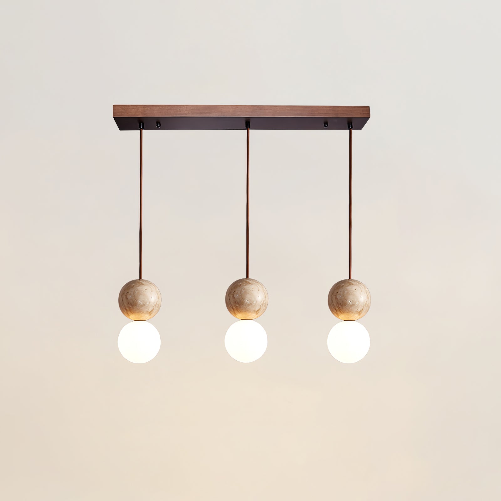 Suspension moderne Fridtjof en Travertin jaune et blanc