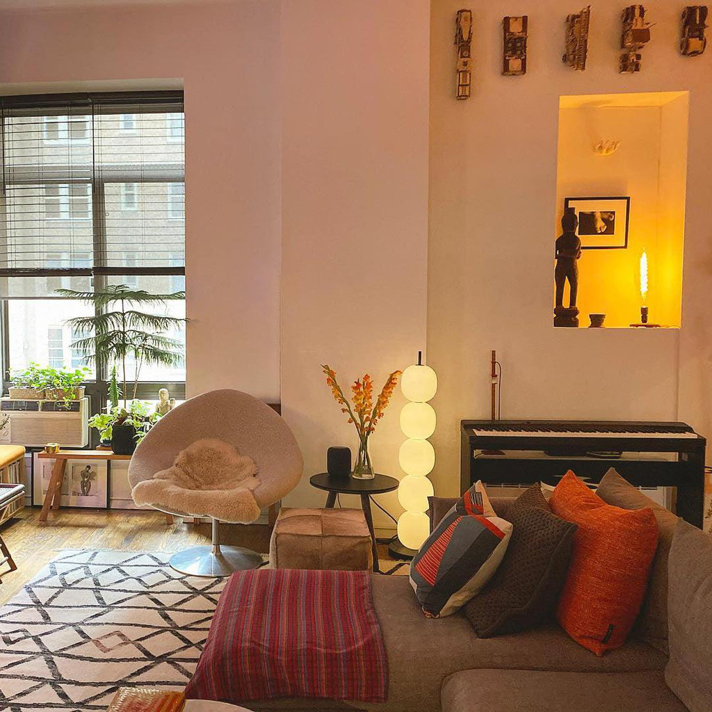 Lampadaire moderne Rodmar en Noir marbre Blanc