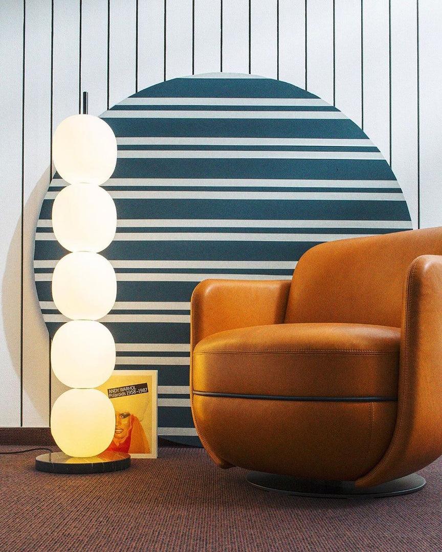 Lampadaire moderne Rodmar en Noir marbre Blanc