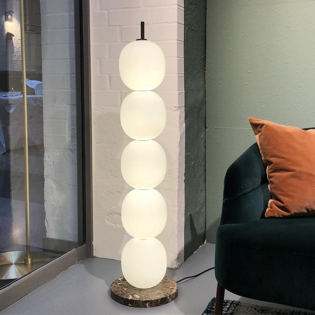 Lampadaire moderne Rodmar en Noir marbre Blanc