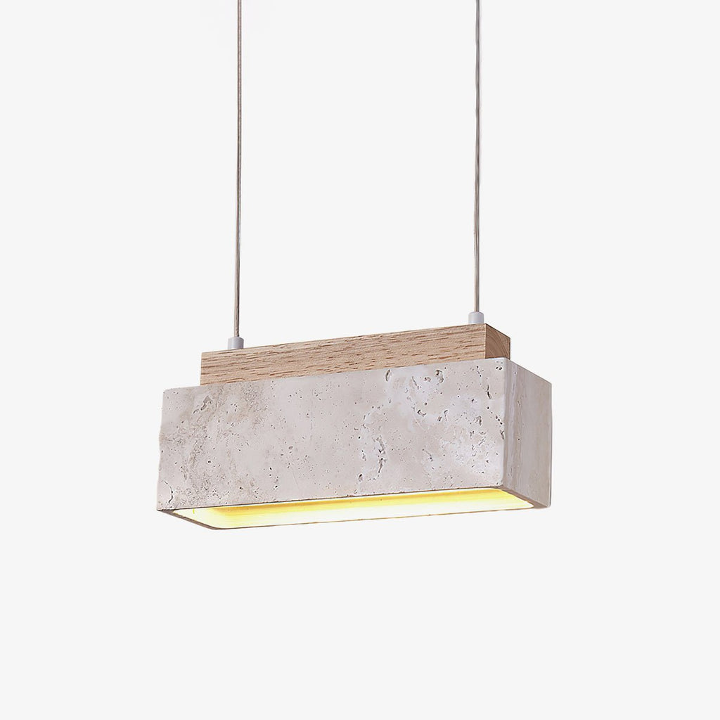 Suspension moderne Grani en Travertin jaune et bois