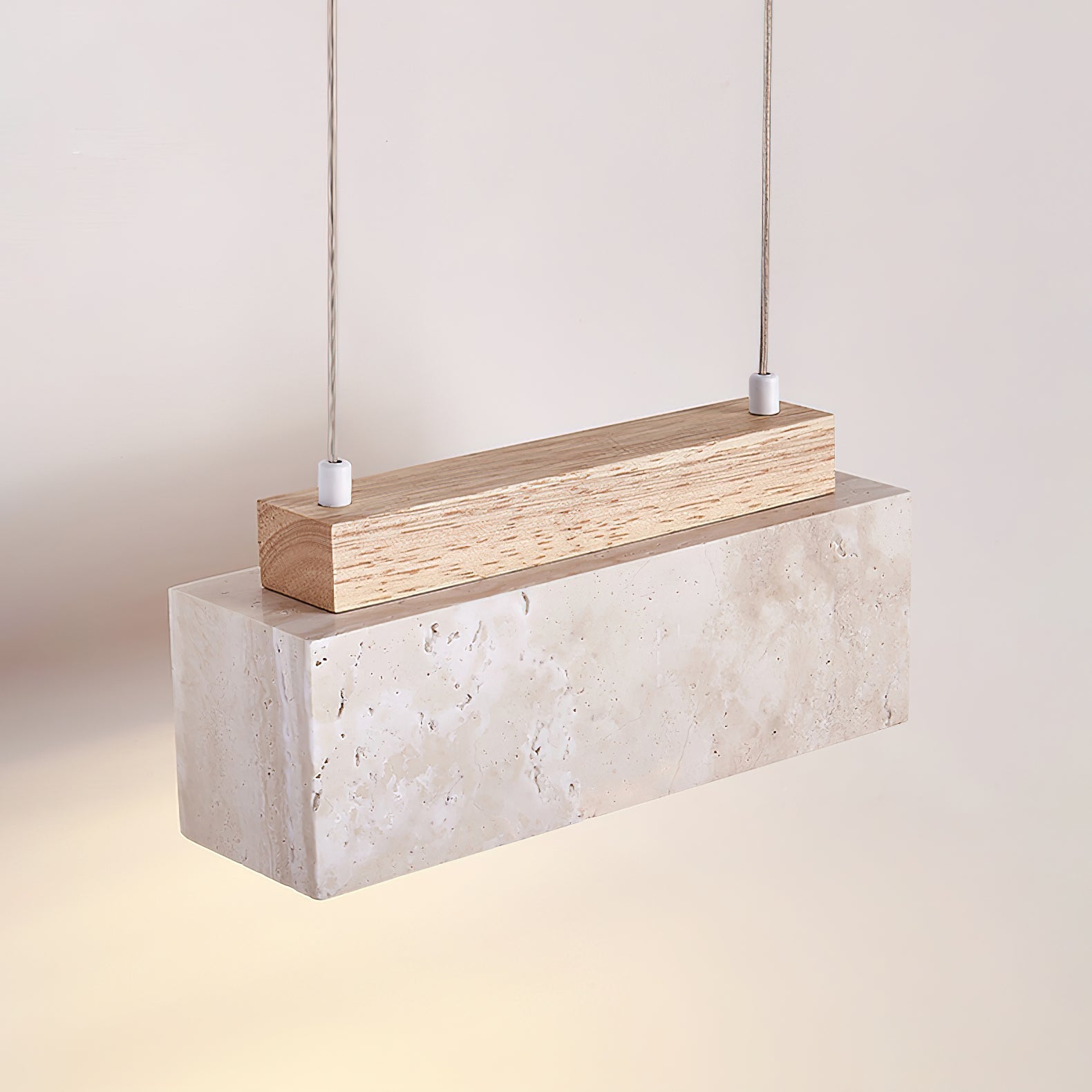Suspension moderne Grani en Travertin jaune et bois