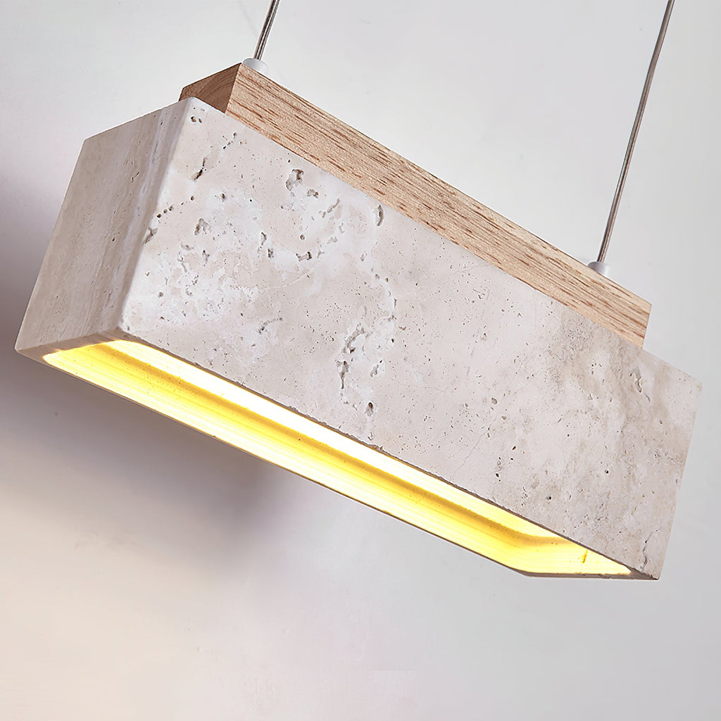 Suspension moderne Grani en Travertin jaune et bois