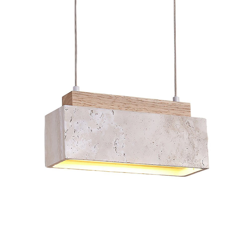 Suspension moderne Grani en Travertin jaune et bois