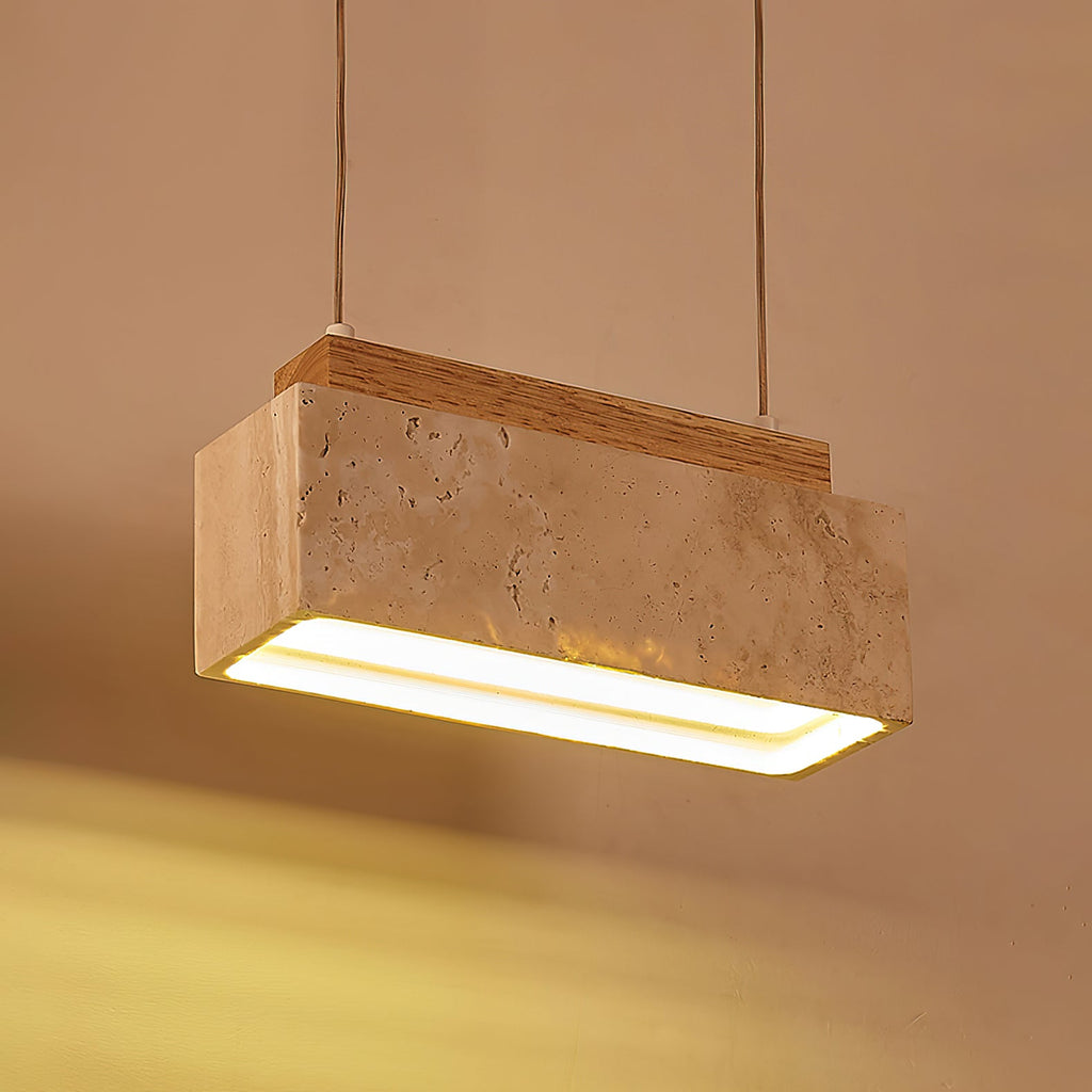 Suspension moderne Grani en Travertin jaune et bois