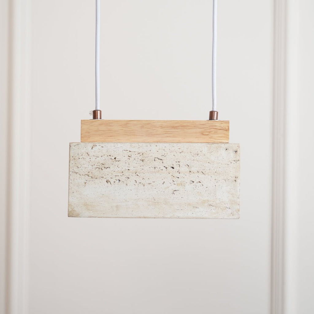Suspension moderne Grani en Travertin jaune et bois
