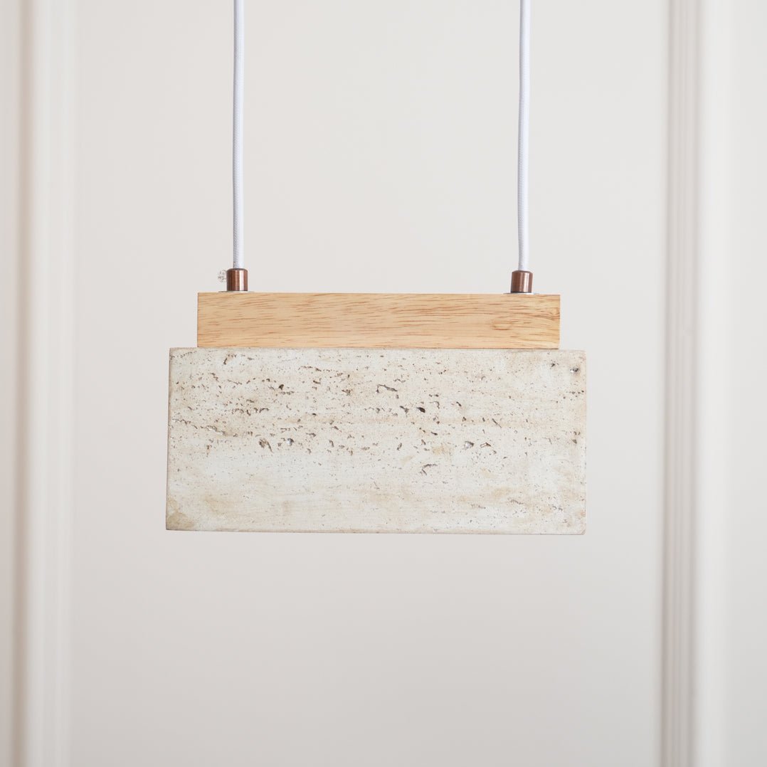 Suspension moderne Grani en Travertin jaune et bois