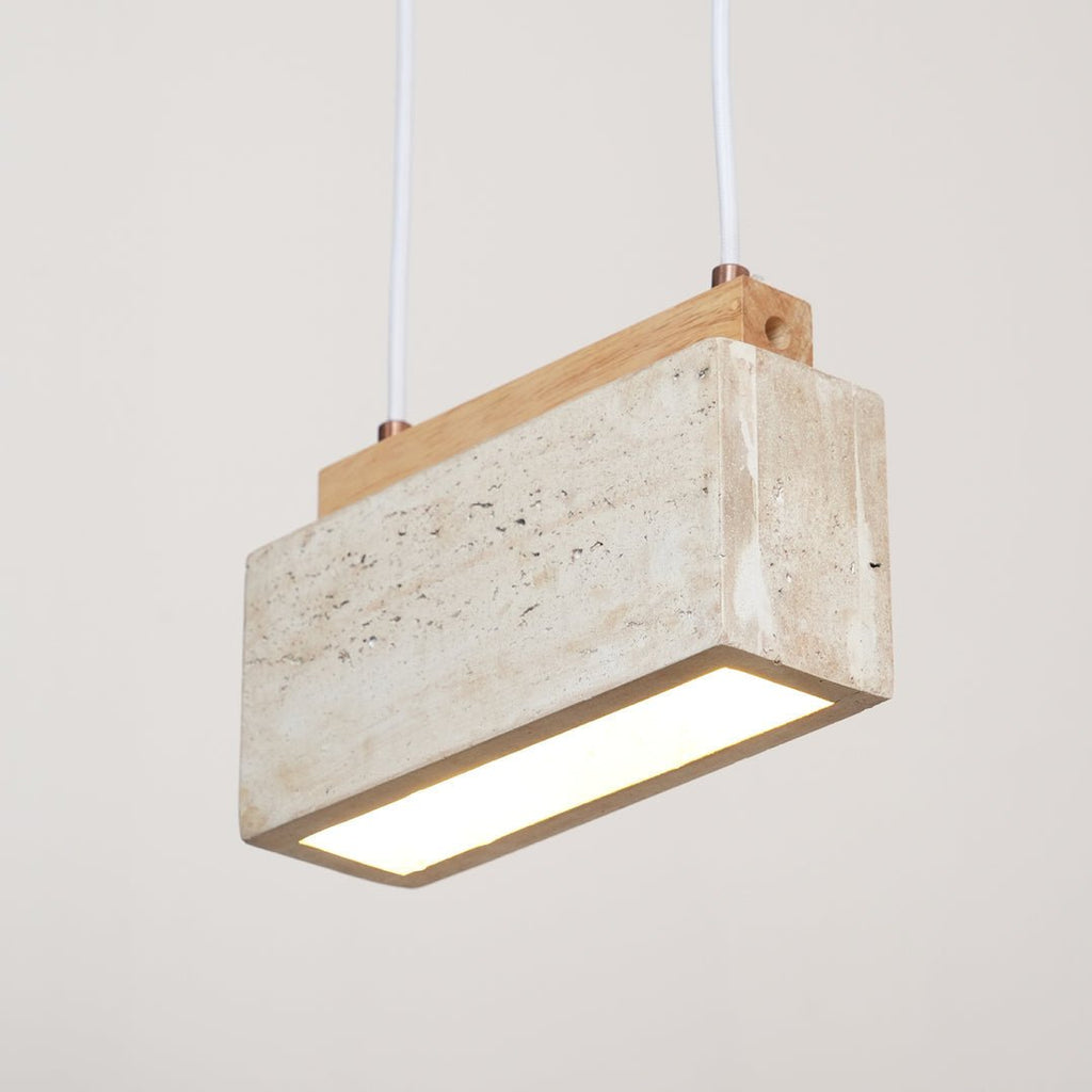 Suspension moderne Grani en Travertin jaune et bois