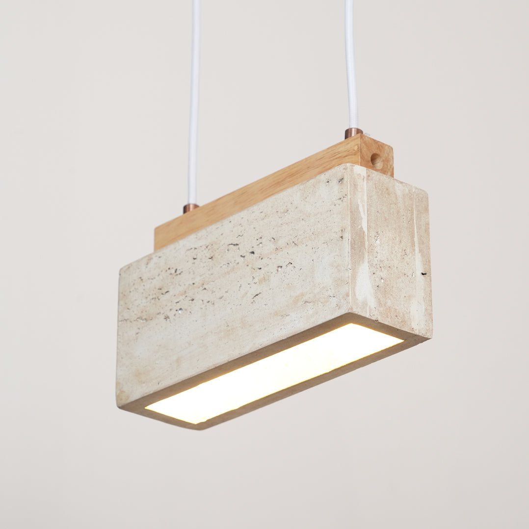 Suspension moderne Grani en Travertin jaune et bois
