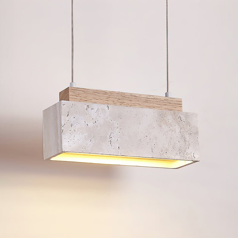 Suspension moderne Grani en Travertin jaune et bois