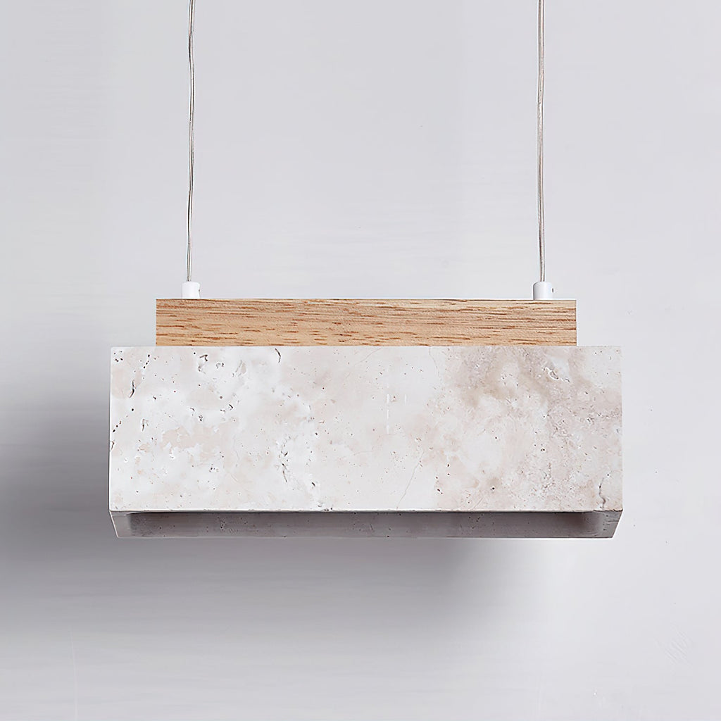 Suspension moderne Grani en Travertin jaune et bois