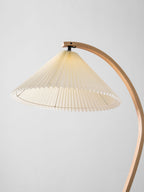 Lampadaire moderne Etan en Métal, Lin Hêtre bois et café