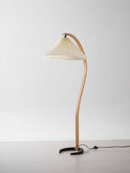Lampadaire moderne Etan en Métal, Lin Hêtre bois et café