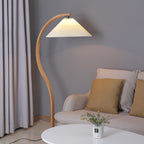 Lampadaire moderne Etan en Métal, Lin Hêtre bois et café