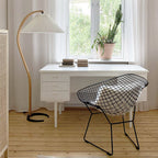 Lampadaire moderne Etan en Métal, Lin Hêtre bois et café