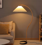 Lampadaire moderne Etan en Métal, Lin Hêtre bois et café