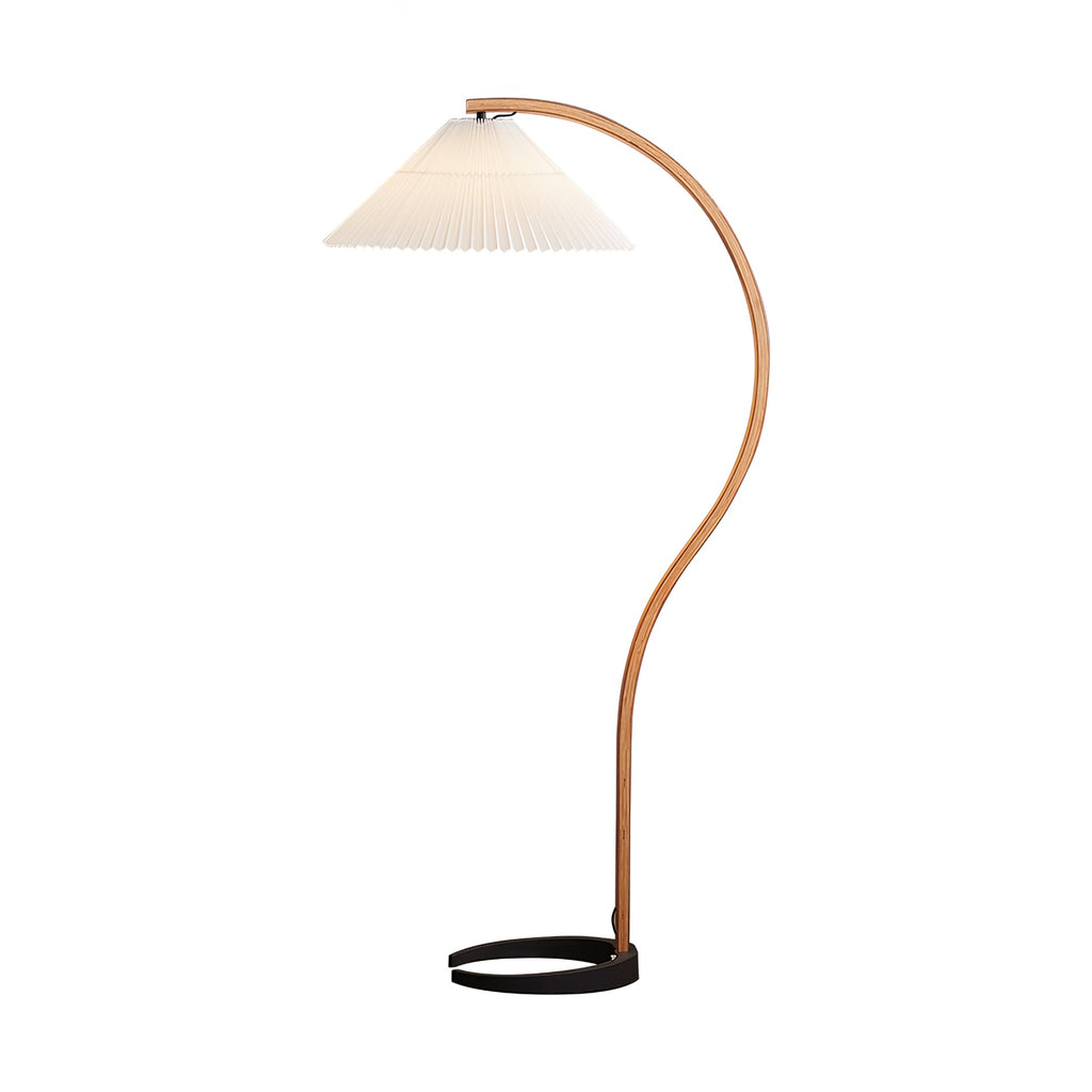 Lampadaire moderne Etan en Métal, Lin Hêtre bois et café