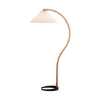 Lampadaire moderne Etan en Métal, Lin Hêtre bois et café