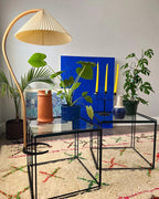 Lampadaire moderne Etan en Métal, Lin Hêtre bois et café