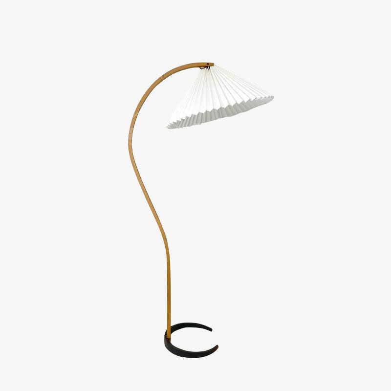 Lampadaire moderne Etan en Métal, Lin Hêtre bois et café