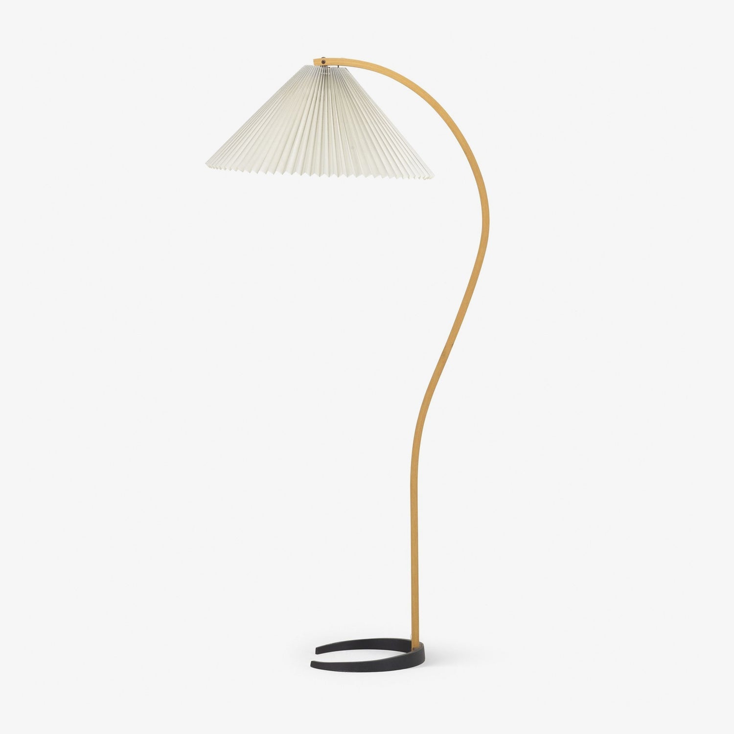 Lampadaire moderne Etan en Métal, Lin Hêtre bois et blanc