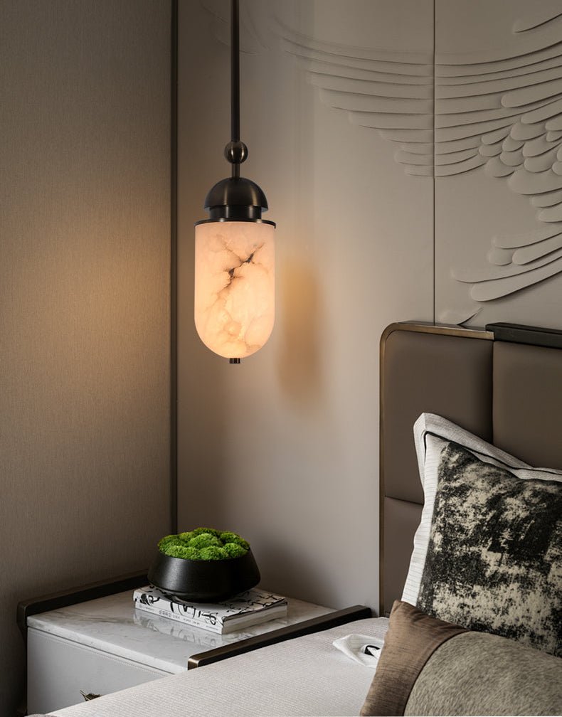 Suspension moderne Hodr en Albâtre Bronze et blanc