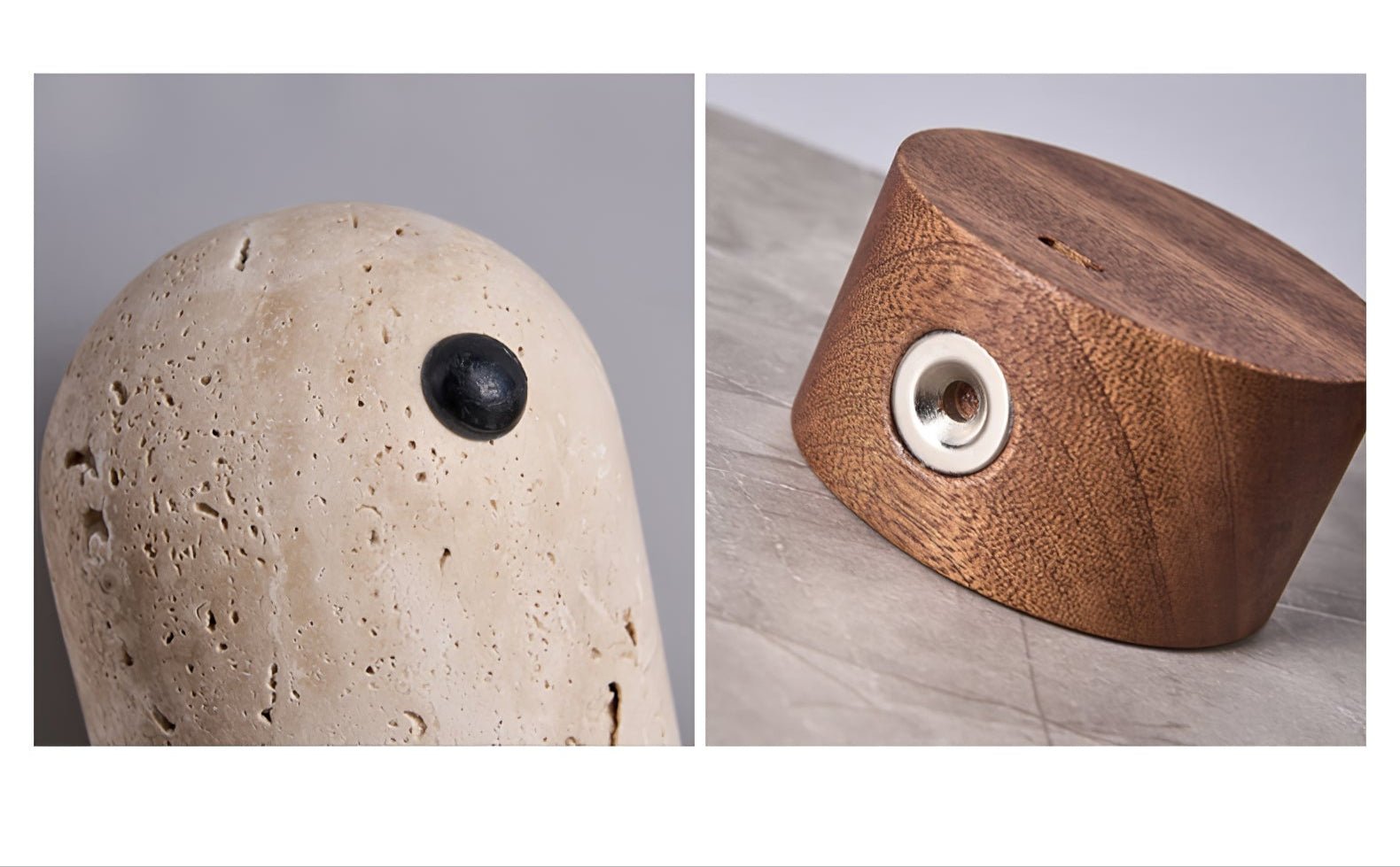Lampe à poser moderne Hodr en pierre Bois et travertin jaune