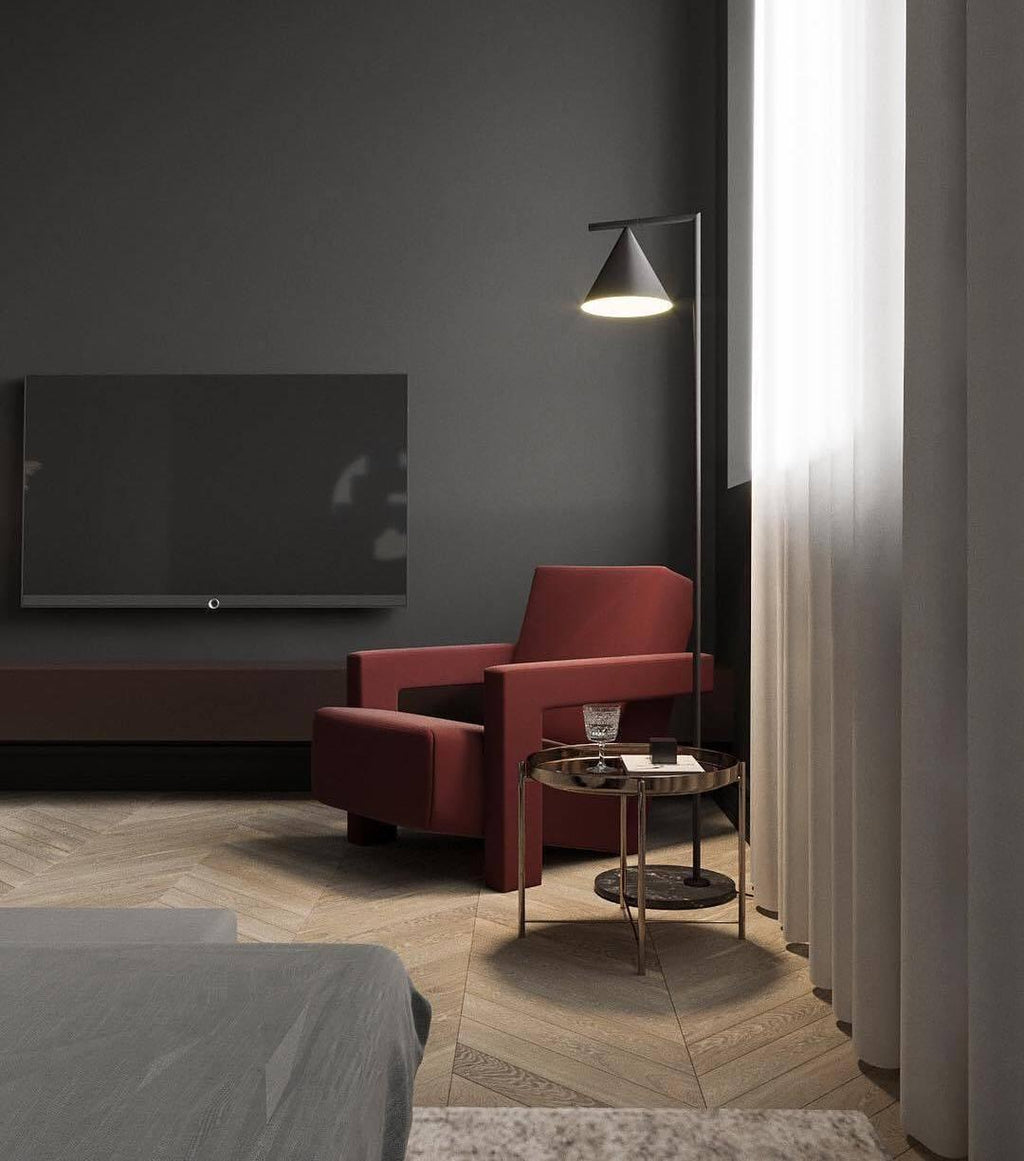 Lampadaire moderne Tuomas en Marbre Noir