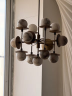 Lustre moderne Jolef en Albâtre Nickel et blanc