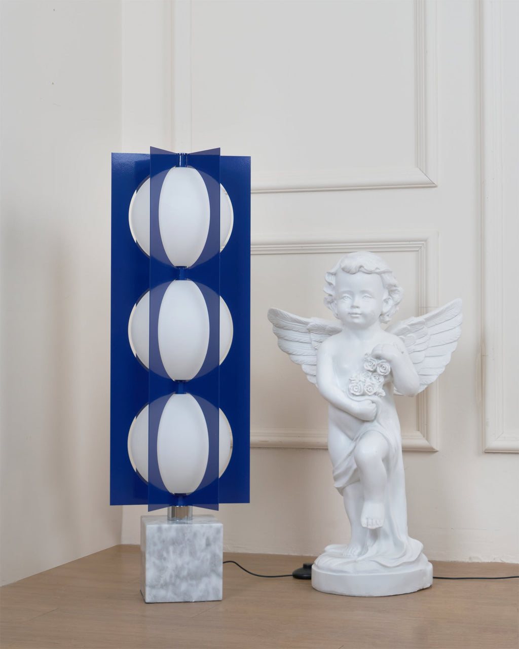 Lampadaire moderne Ruben en Marbre Bleu et blanc