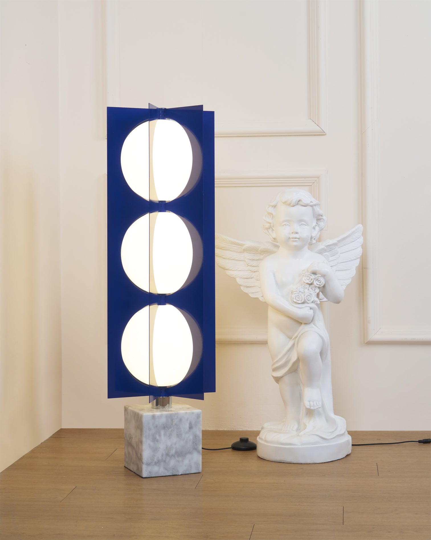 Lampadaire moderne Ruben en Marbre Bleu et blanc