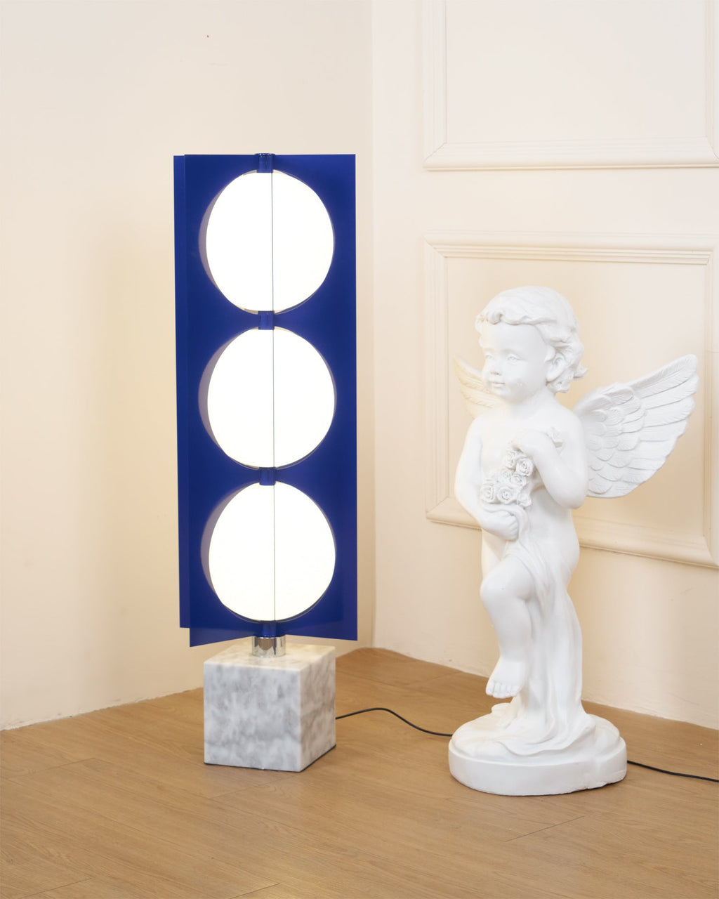 Lampadaire moderne Ruben en Marbre Bleu et blanc