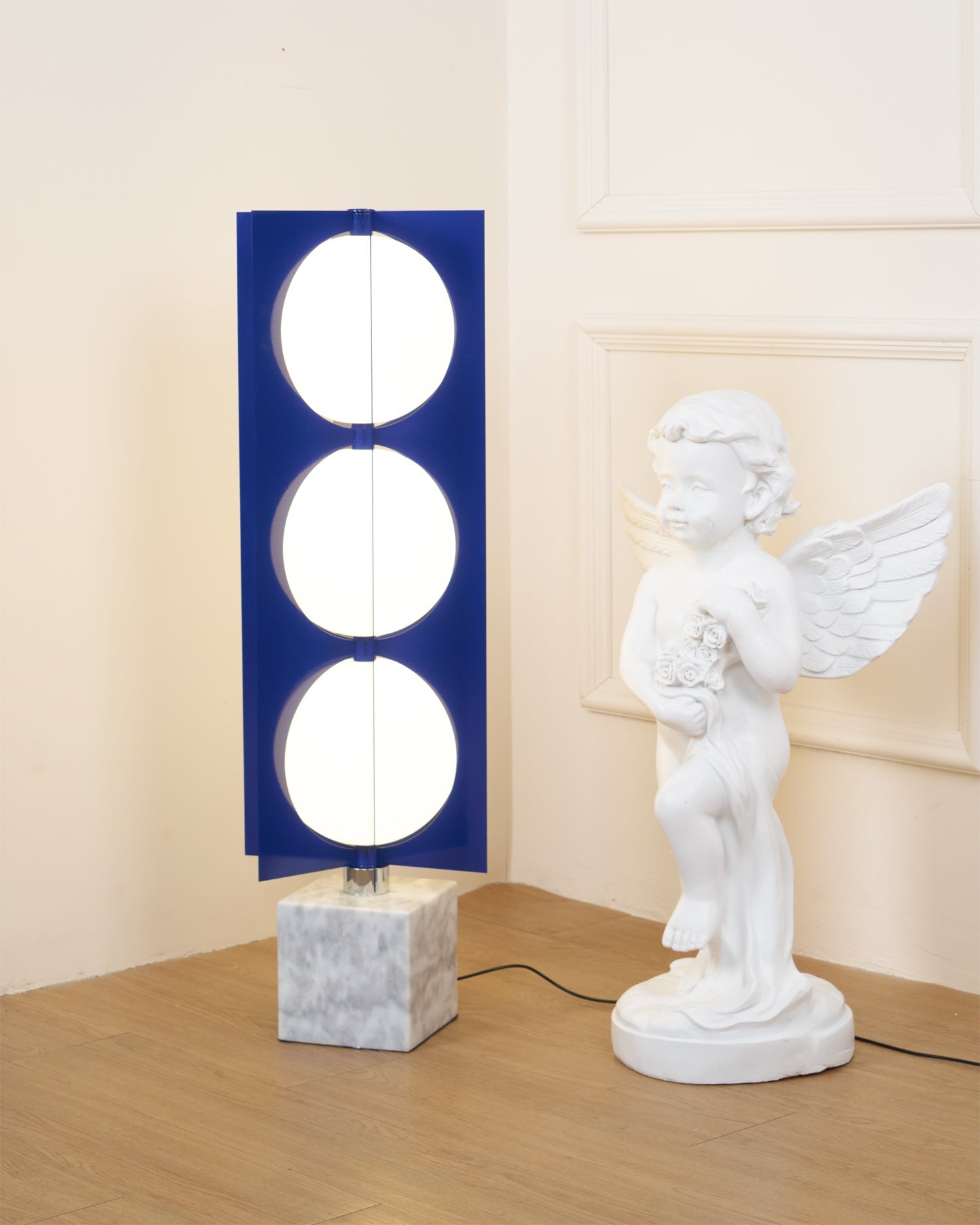 Lampadaire moderne Ruben en Marbre Bleu et blanc