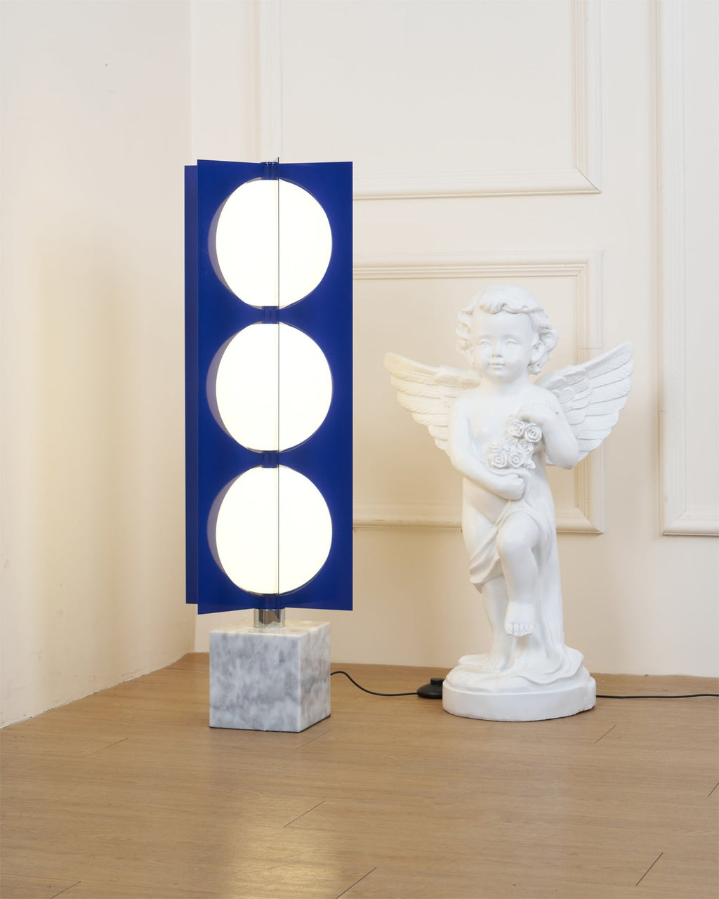Lampadaire moderne Ruben en Marbre Bleu et blanc