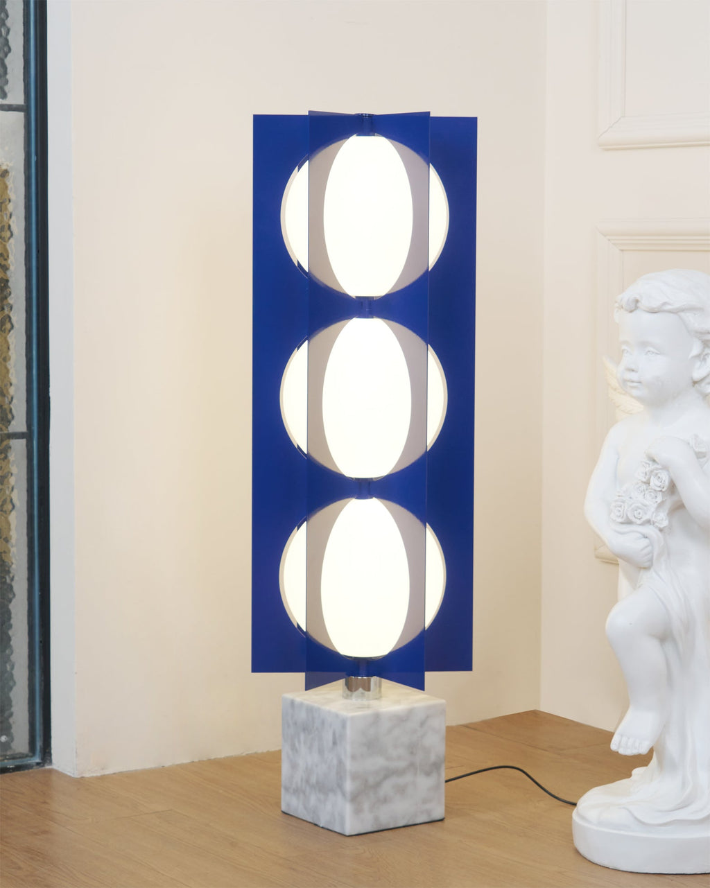 Lampadaire moderne Ruben en Marbre Bleu et blanc