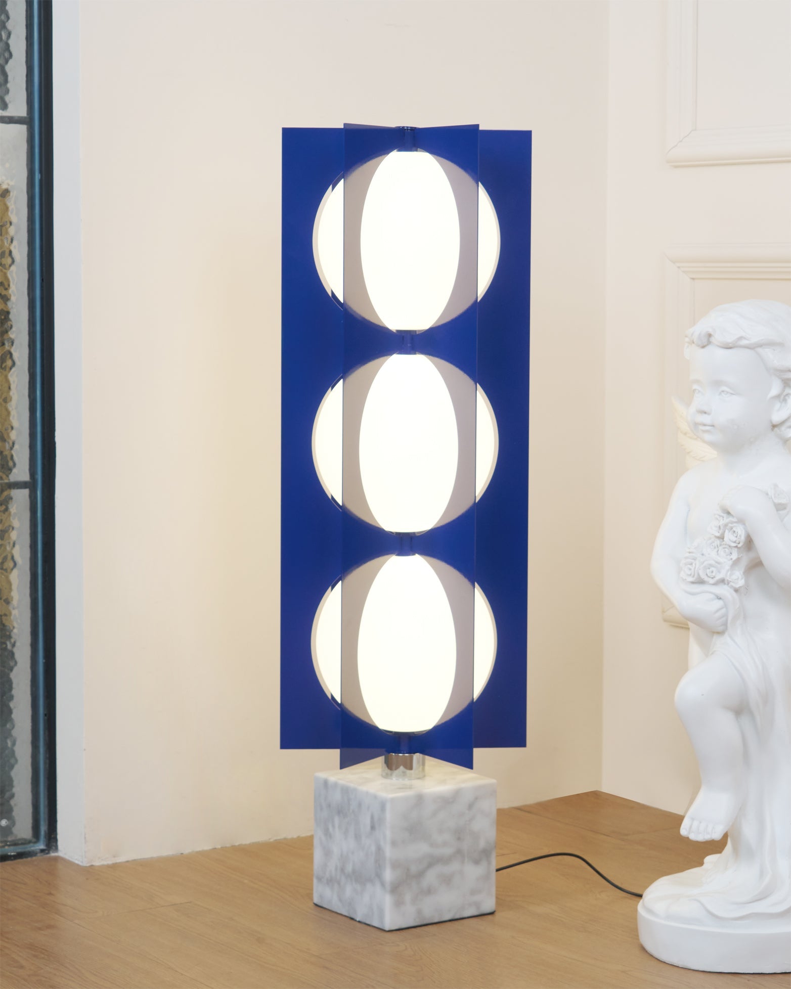 Lampadaire moderne Ruben en Marbre Bleu et blanc