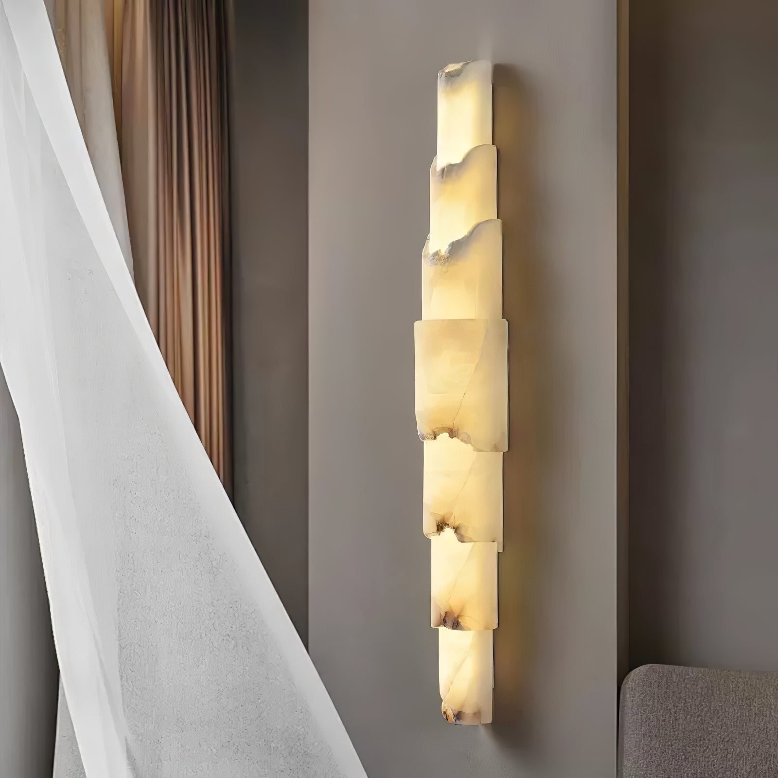 Applique murale moderne Elling en Albâtre Blanc