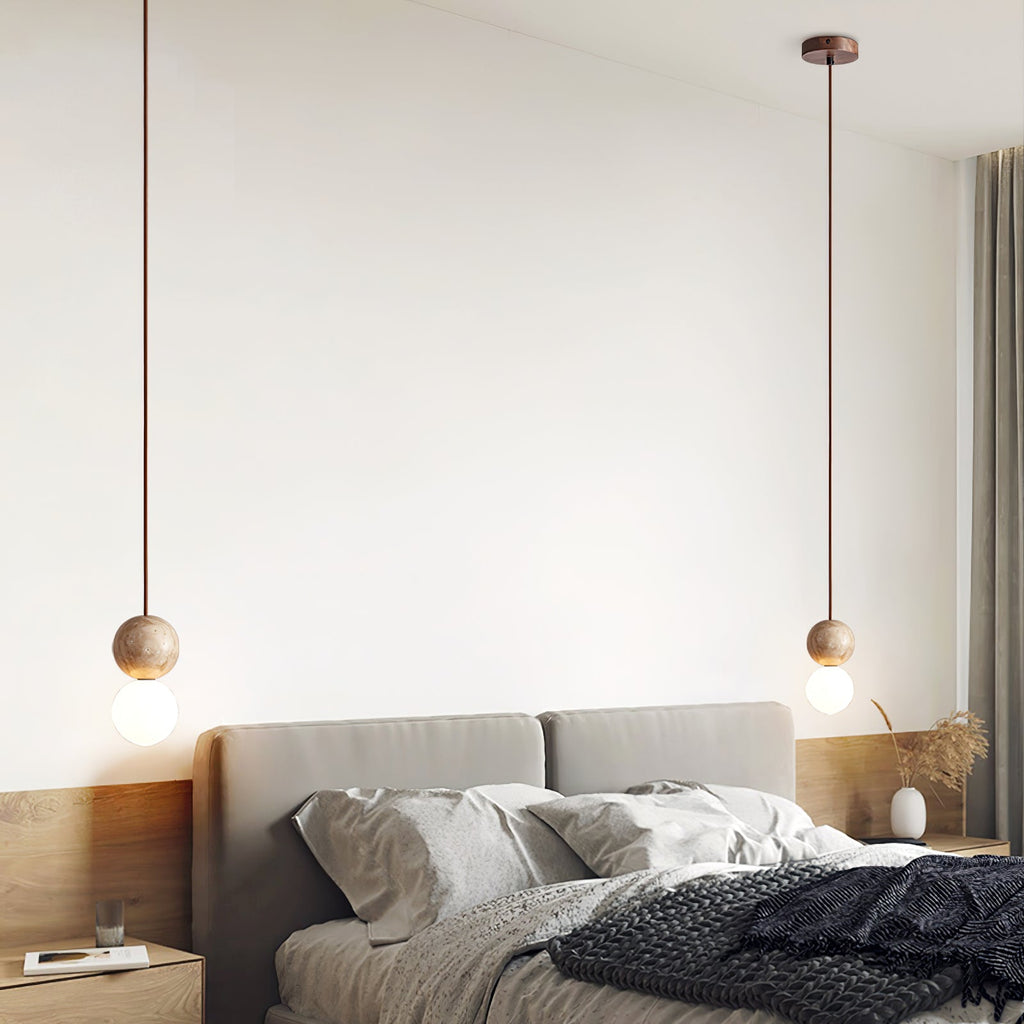 Suspension moderne Irvin en Travertin jaune